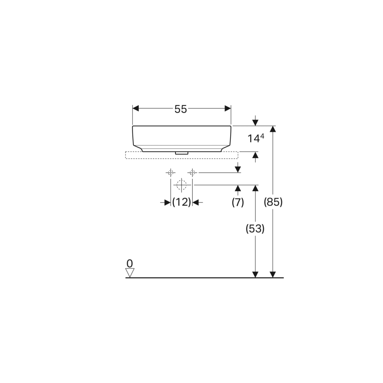Geberit Variform Lay On, Rectangular basin without hole 55x40