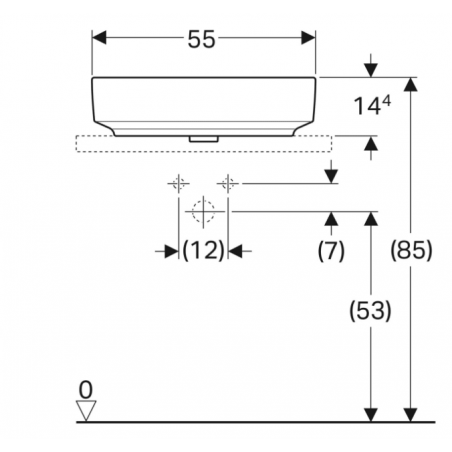 Geberit Variform Lay On, Lavabo dappui rectangulaire sans trou 55x40