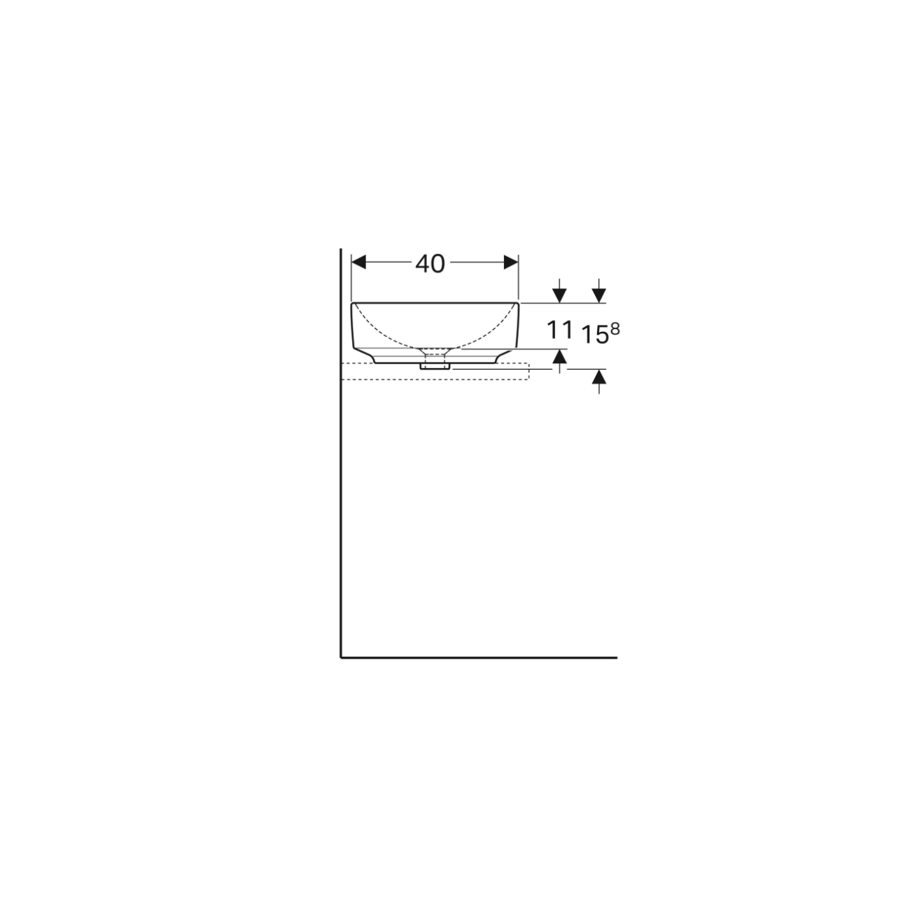 Geberit Variform Lay On, Lavabo appoggio rettangolare senza foro 55x40