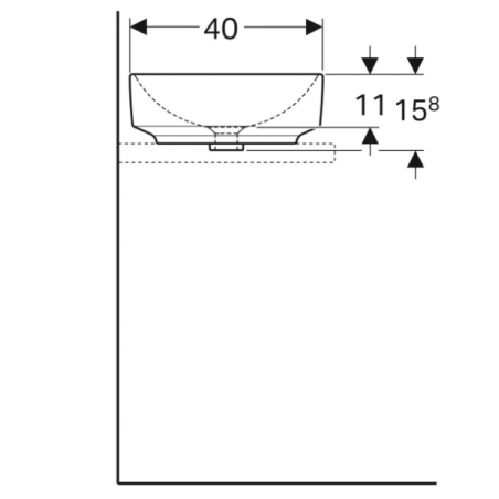 Geberit Variform Lay On, Lavabo dappui rectangulaire sans trou 55x40