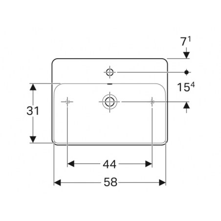 Geberit Variform Lay On, Rectangular basin with hole 60x45