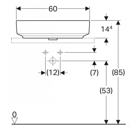 Geberit Variform Lay On, Evier à poser rectangulaire avec trou 60x45