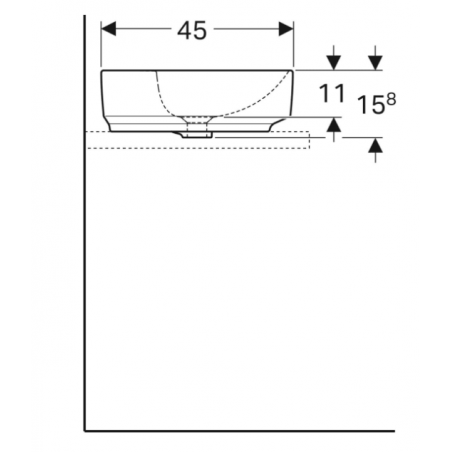 Geberit Variform Lay On, Rectangular basin with hole 60x45