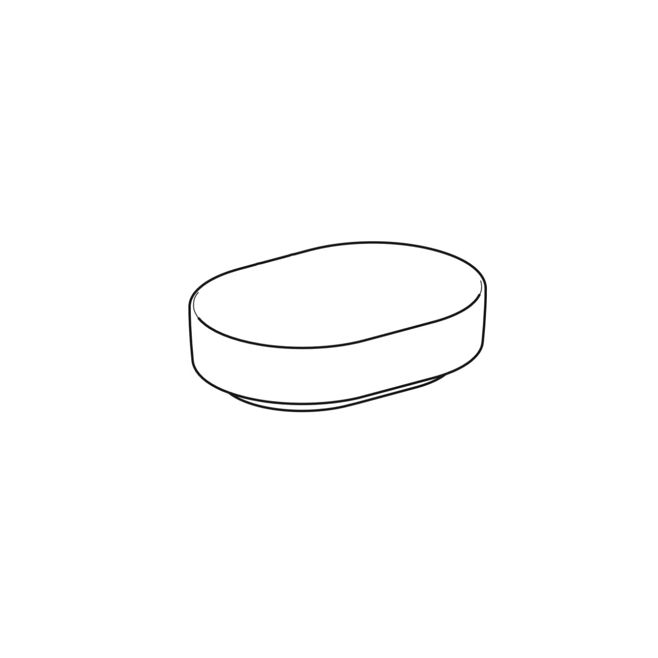 Geberit Variform Lay On, Lavabo appoggio ellittico senza foro 55x40