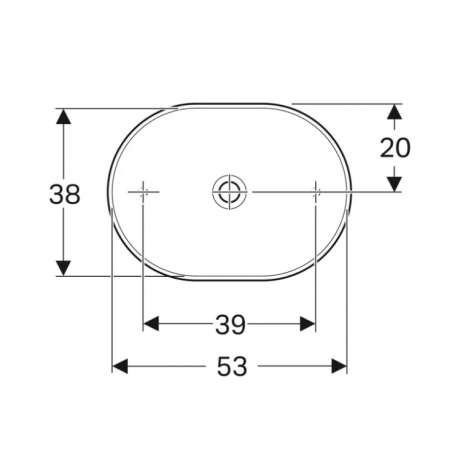 Geberit Variform Lay On, Lavabo appoggio ellittico senza foro 55x40
