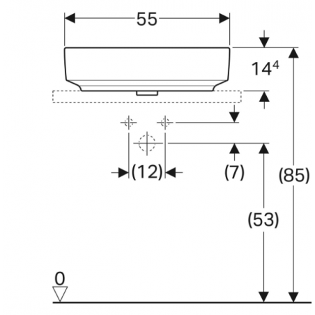Geberit Variform Lay On, Lavabo appoggio ellittico senza foro 55x40