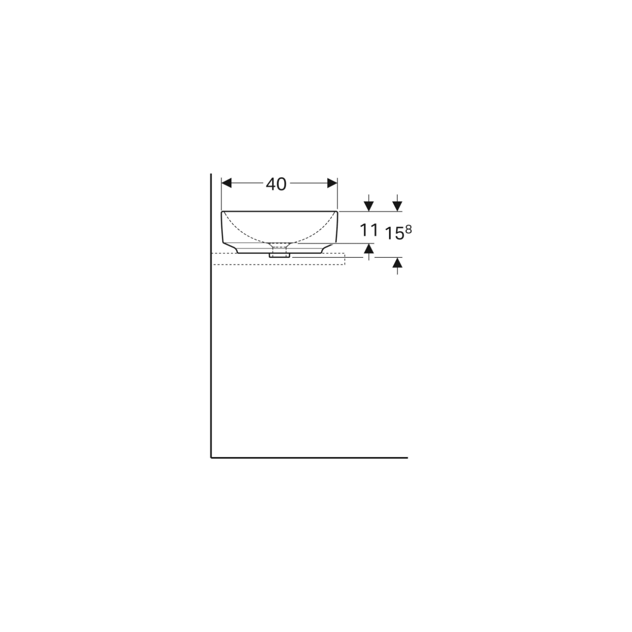 Geberit Variform Lay On, Lavabo appoggio ellittico senza foro 55x40