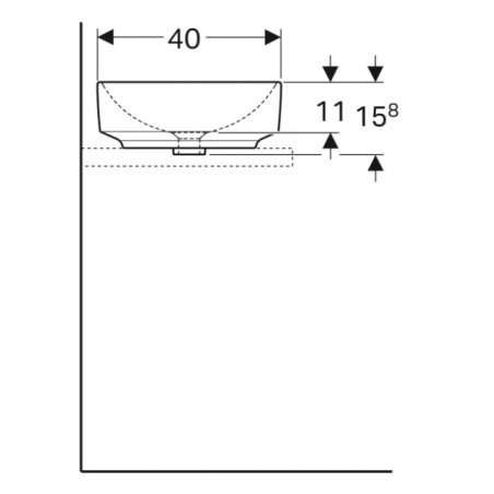 Geberit Variform Lay On, Lavabo appoggio ellittico senza foro 55x40