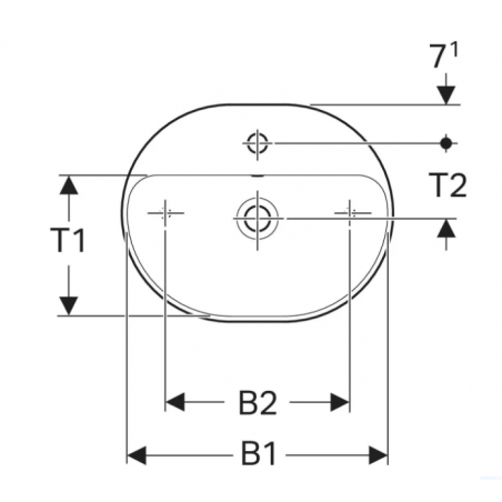 Geberit Variform Lay On, Evier dappui elliptique avec trou 55x40