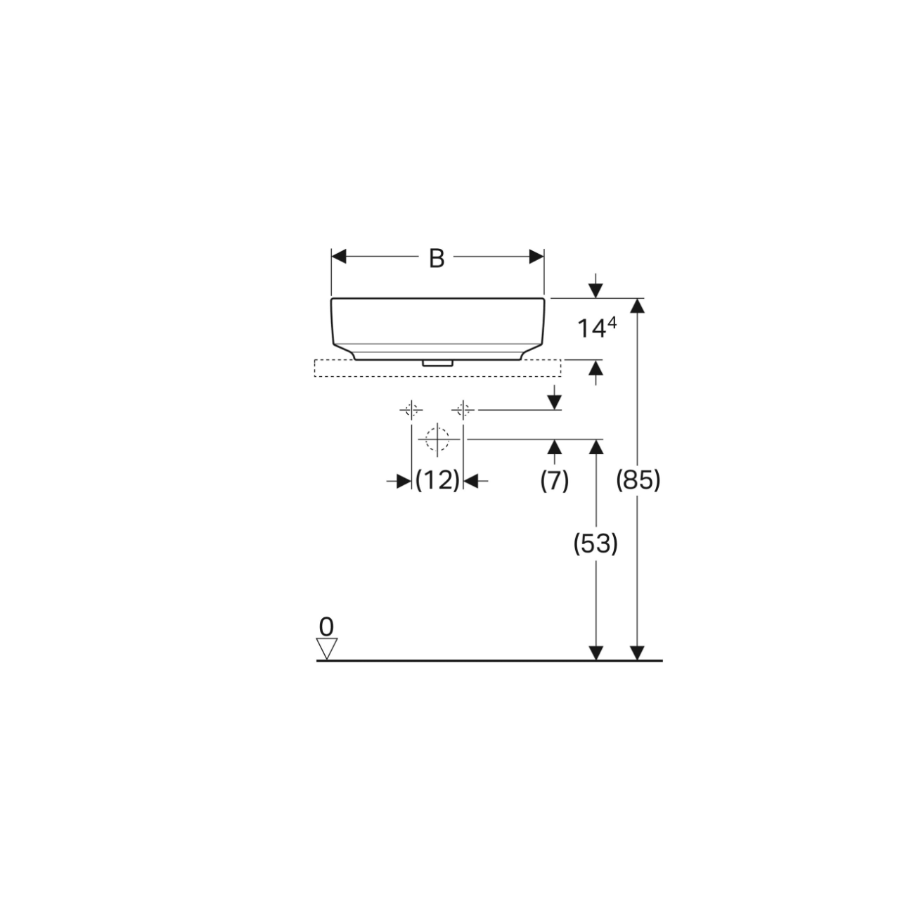 Geberit Variform Lay On, Evier dappui elliptique avec trou 55x40
