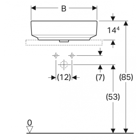 Geberit Variform Lay On, Evier dappui elliptique avec trou 55x40