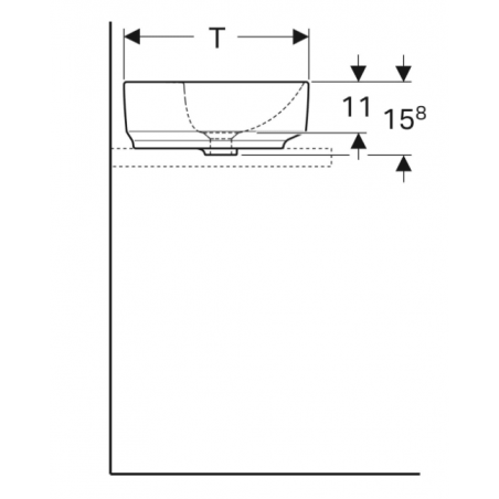 Geberit Variform Lay On, Evier dappui elliptique avec trou 55x40