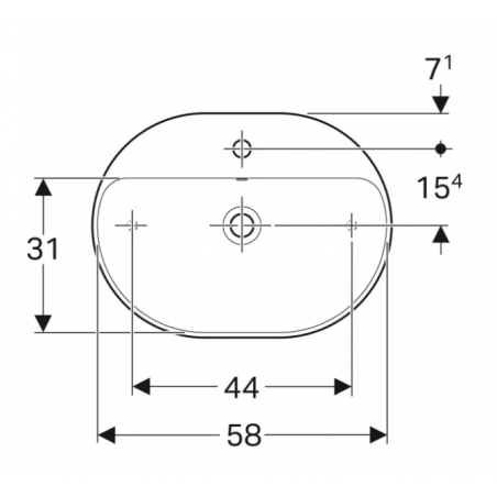 Geberit Variform Lay On, Elliptical basin with hole 60x45