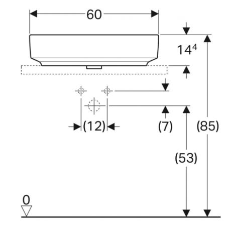 Geberit Variform Lay On, Evier à poser elliptique avec trou 60x45