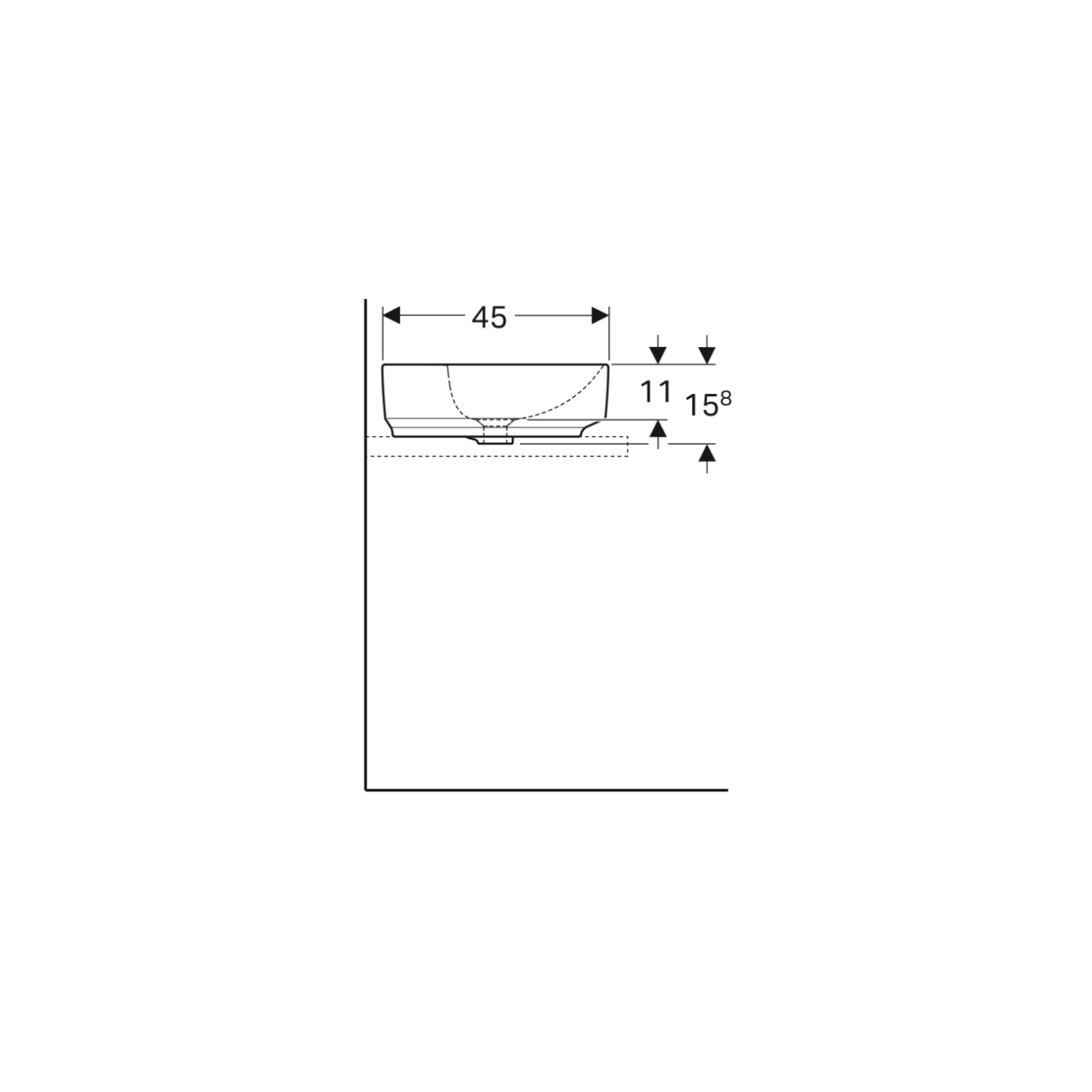 Geberit Variform Lay On, Elliptical basin with hole 60x45