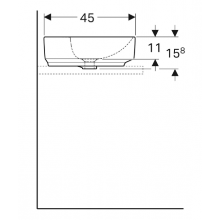 Geberit Variform Lay On, Evier à poser elliptique avec trou 60x45
