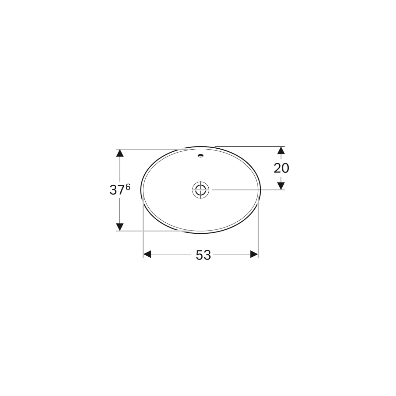 Geberit Variform In Set, Evier encastré ovale 55x40