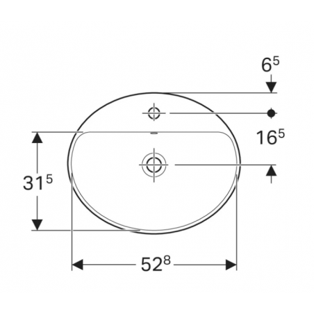 Geberit Variform In Set, Oval recessed countertop with 55x45 hole