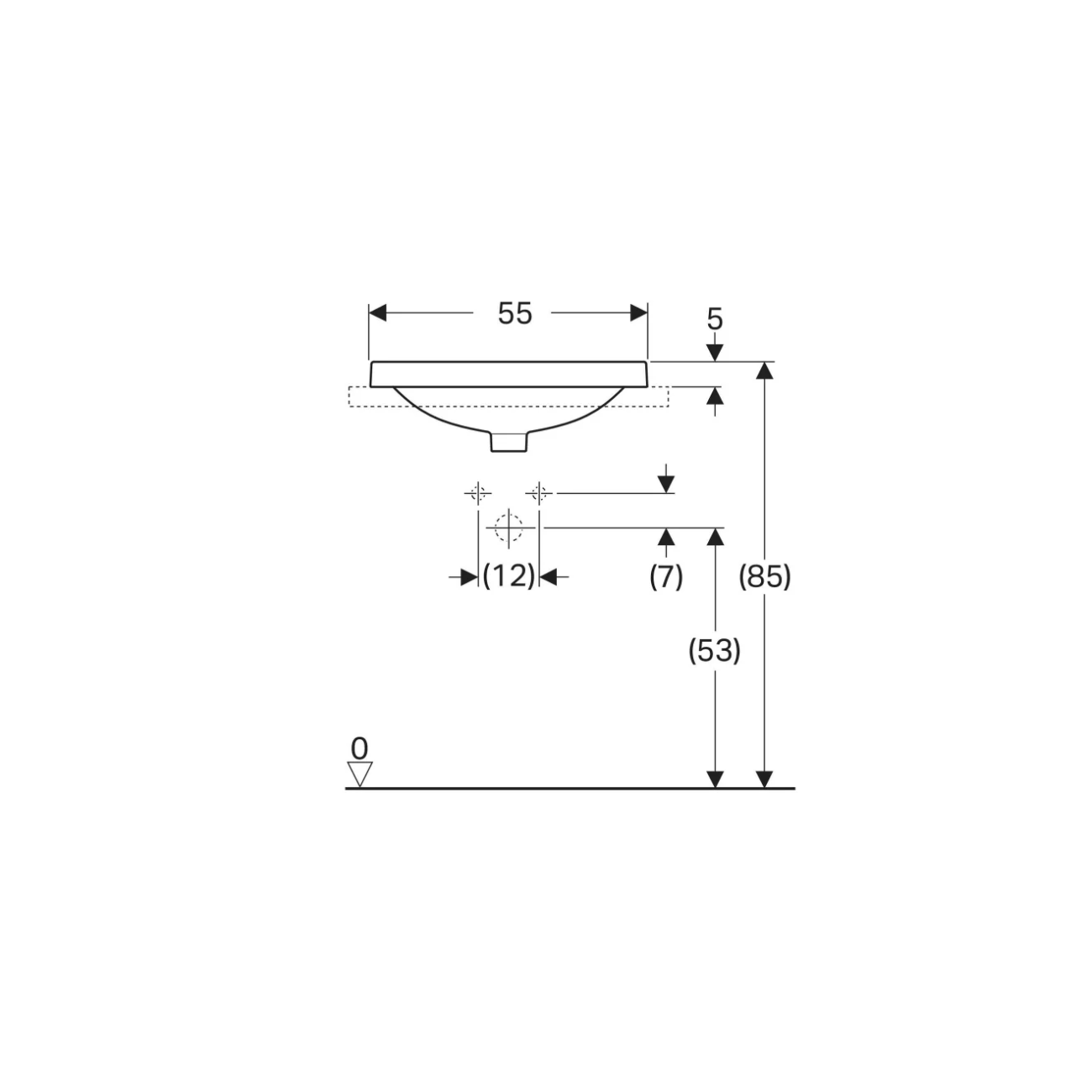 Geberit Variform In Set, Lavabo soprapiano da incasso ovale con foro 55x45