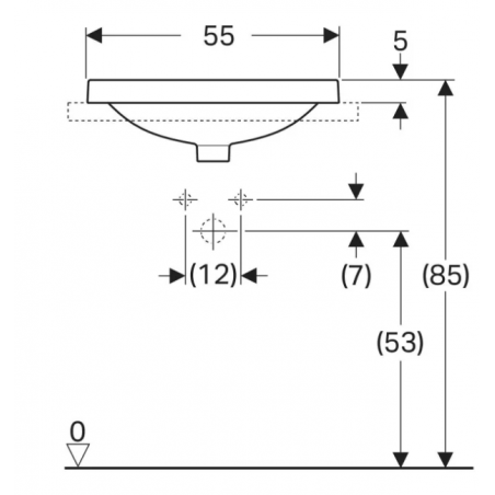 Geberit Variform In Set, Evier sur plan à encastrer ovale avec trou 55x45