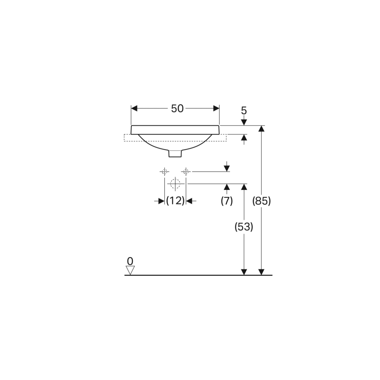 Geberit Variform In Set, Evier sur plan à encastrer ovale avec trou 50x45