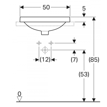 Geberit Variform In Set, Evier sur plan à encastrer ovale avec trou 50x45