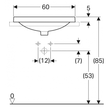 Geberit Variform In Set, Evier encastré ovale avec trou 60x48