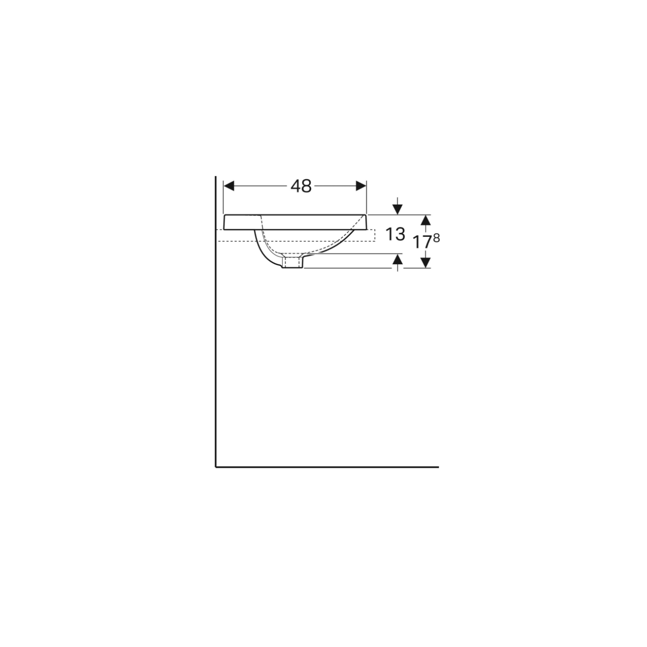 Geberit Variform In Set, Oval recessed countertop with 60x48 hole