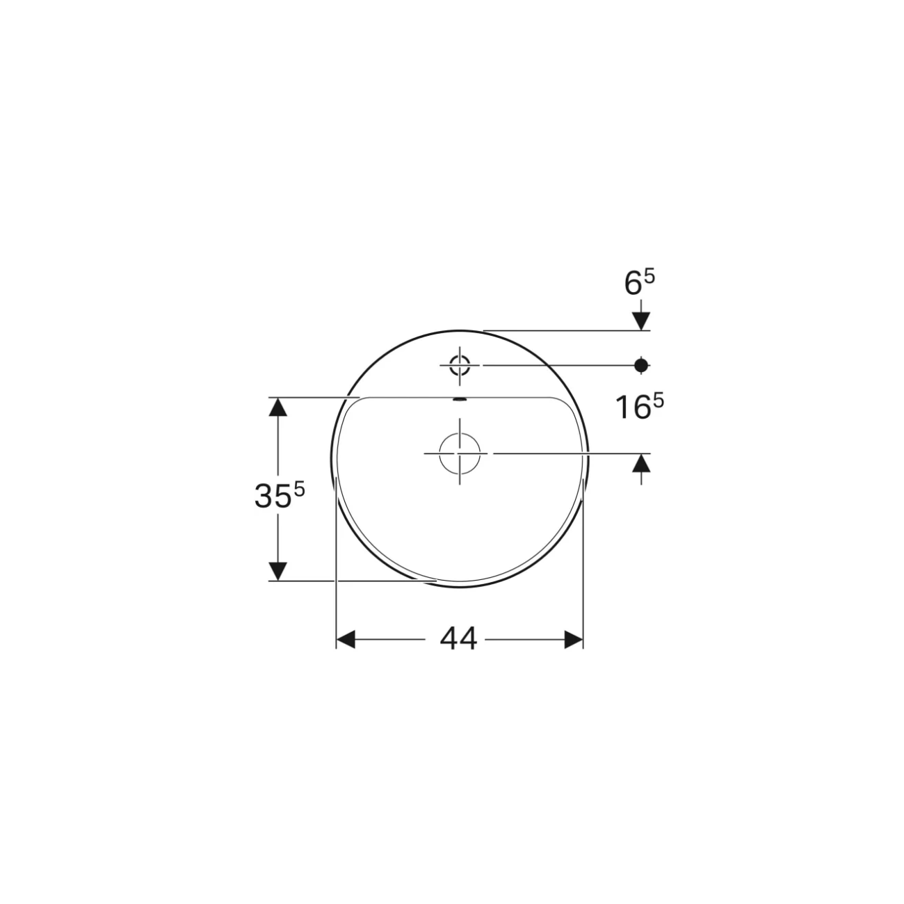 Geberit Variform In Set, Vasque encastrée ronde avec trou 48