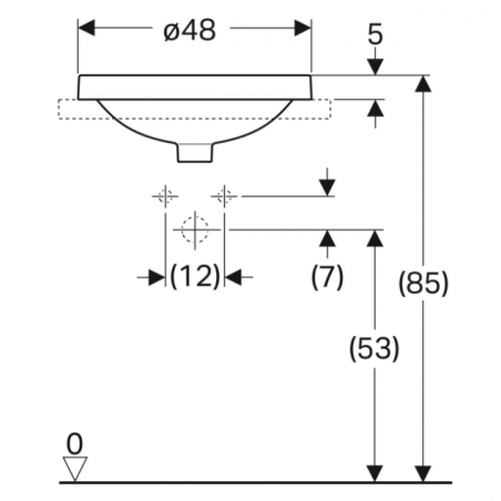 Geberit Variform In Set, Vasque encastrée ronde avec trou 48