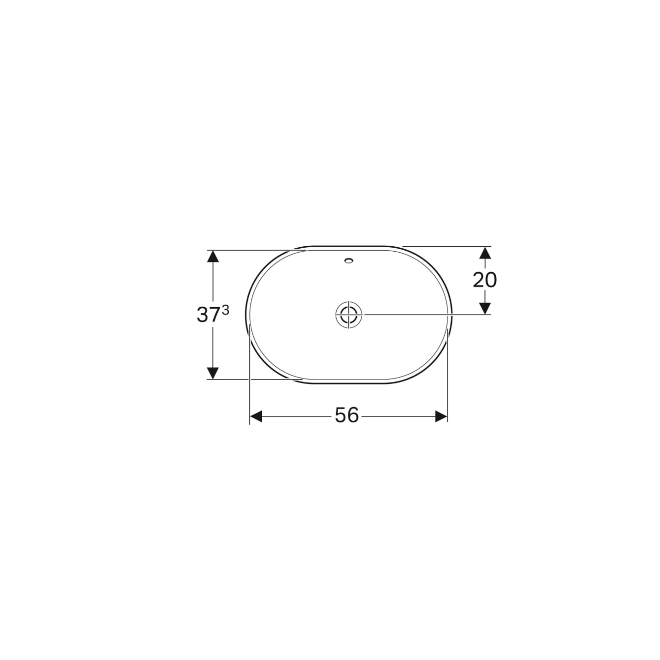 Geberit Variform In Set, Lavabo soprapiano semi-incasso ellittico con foro 60x40