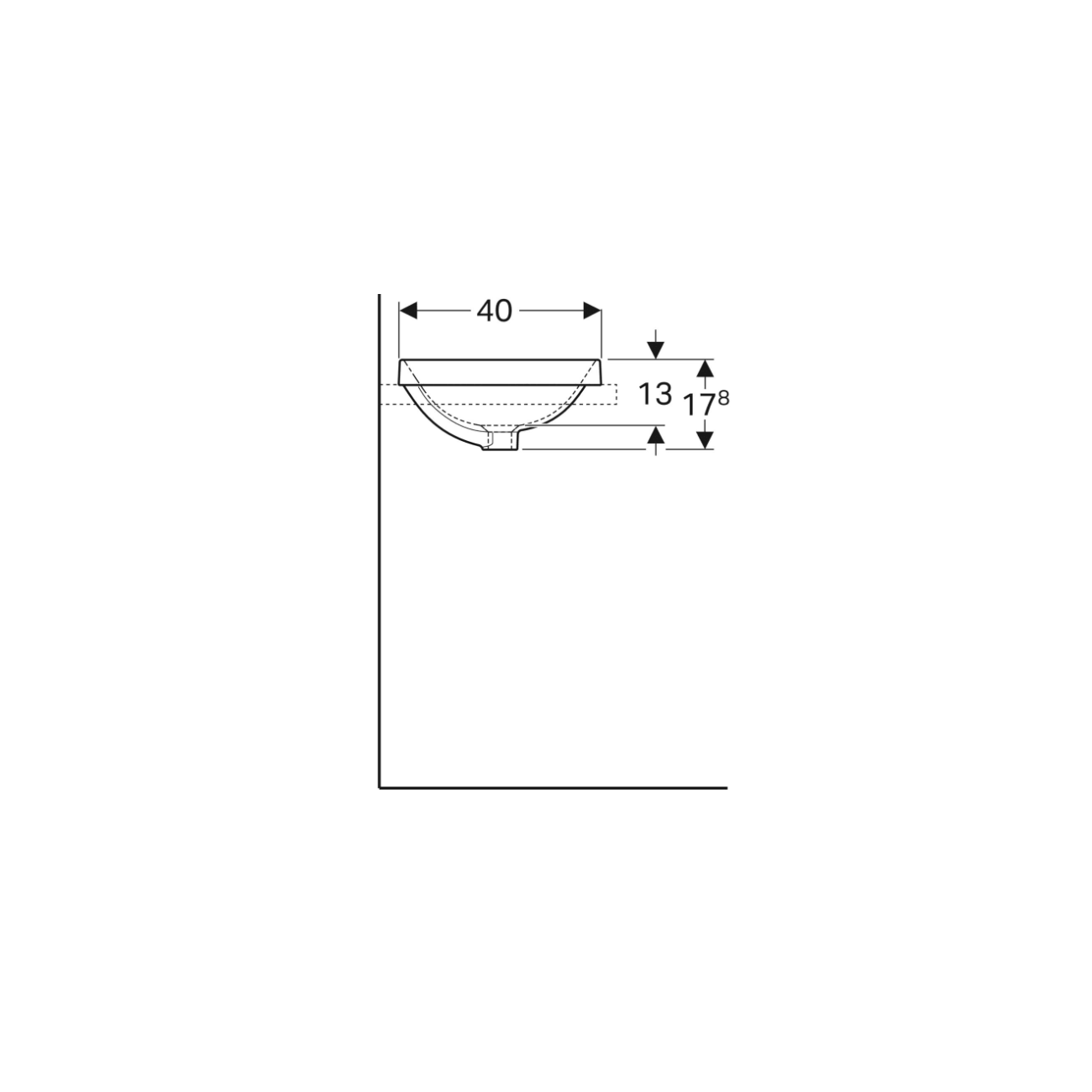 Geberit Variform In Set, Lavabo soprapiano semi-incasso ellittico con foro 60x40