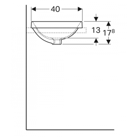 Geberit Variform In Set, Lavabo soprapiano semi-incasso ellittico con foro 60x40