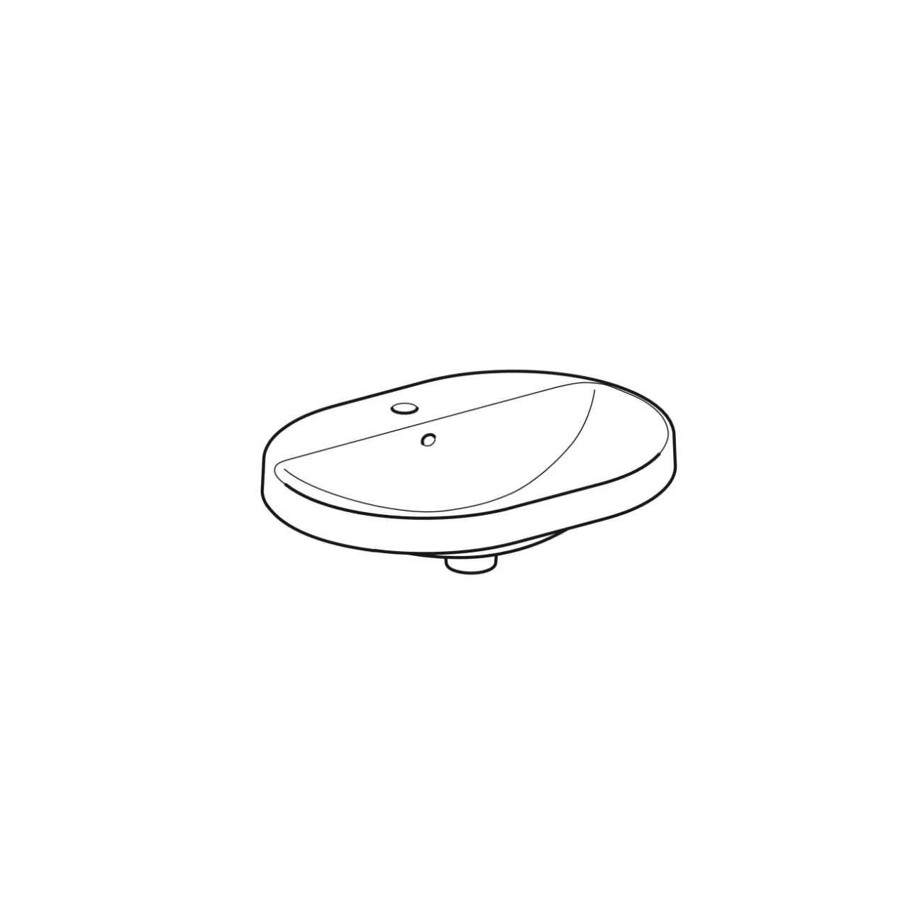 Geberit Variform In Set, Evier sur plan semi-encastré elliptique avec trou 60x45