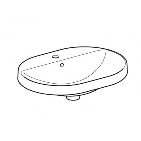 Geberit Variform In Set, Lavabo soprapiano semi-incasso ellittico con foro 60x45