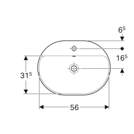 Geberit Variform In Set, Evier sur plan semi-encastré elliptique avec trou 60x45