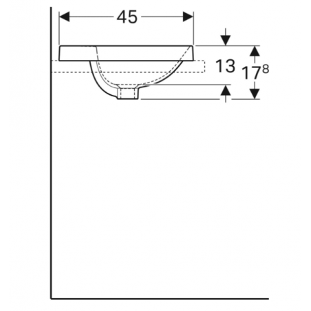 Geberit Variform In Set, Lavabo soprapiano semi-incasso ellittico con foro 60x45