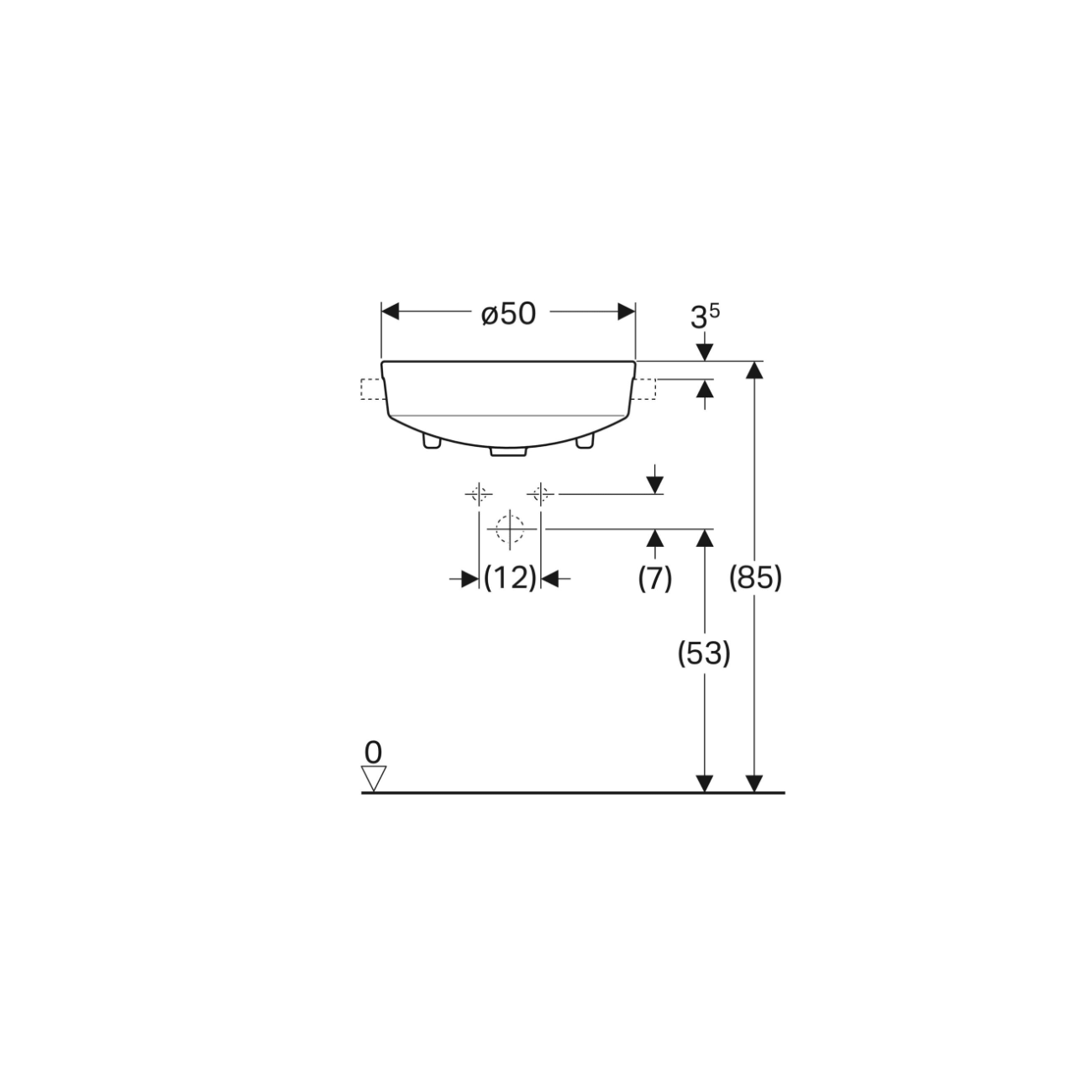 Geberit Variform In Set, Lavabo semi-encastré rond avec trou 50