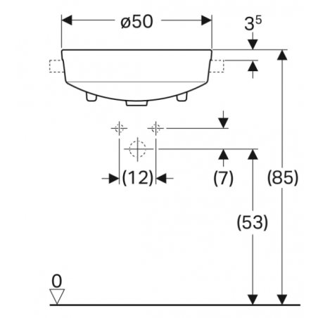 Geberit Variform In Set, Lavabo semi-encastré rond avec trou 50
