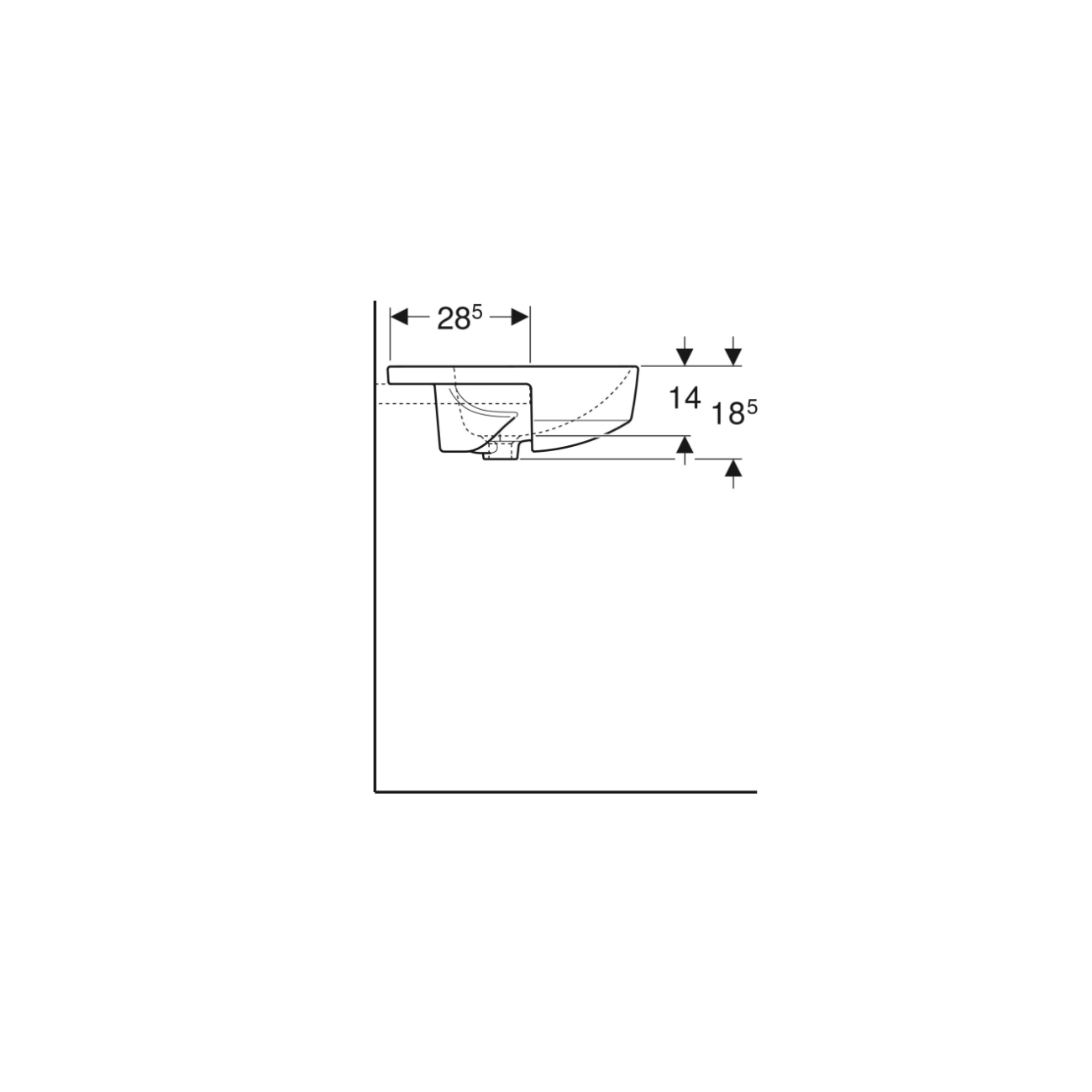 Geberit Variform In Set, Lavabo semi-encastré rond avec trou 50