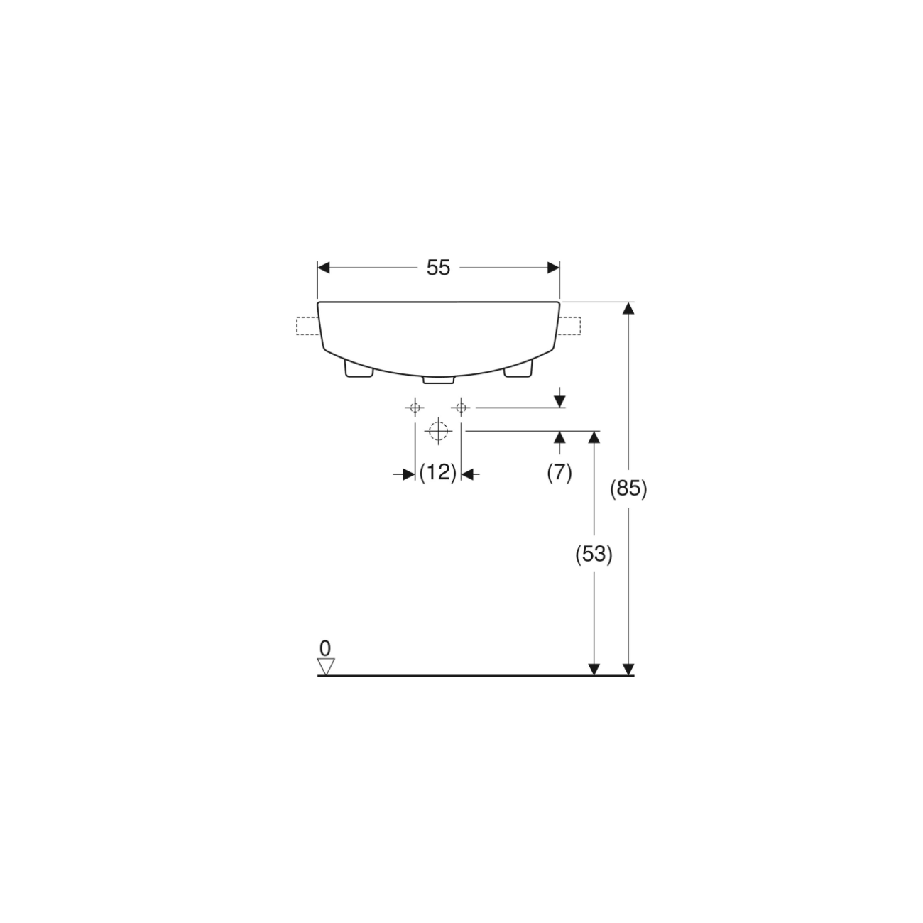 Geberit Variform In Set, Semi-recessed square washbasin 55