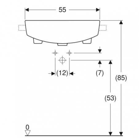 Geberit Variform In Set, Semi-recessed square washbasin 55