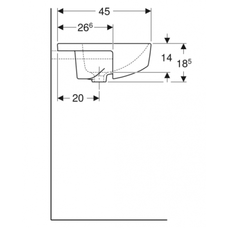 Geberit Variform In Set, Semi-recessed square washbasin 55