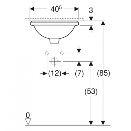 Geberit Variform Under, Lavabo sous plan encastré rotatif 33