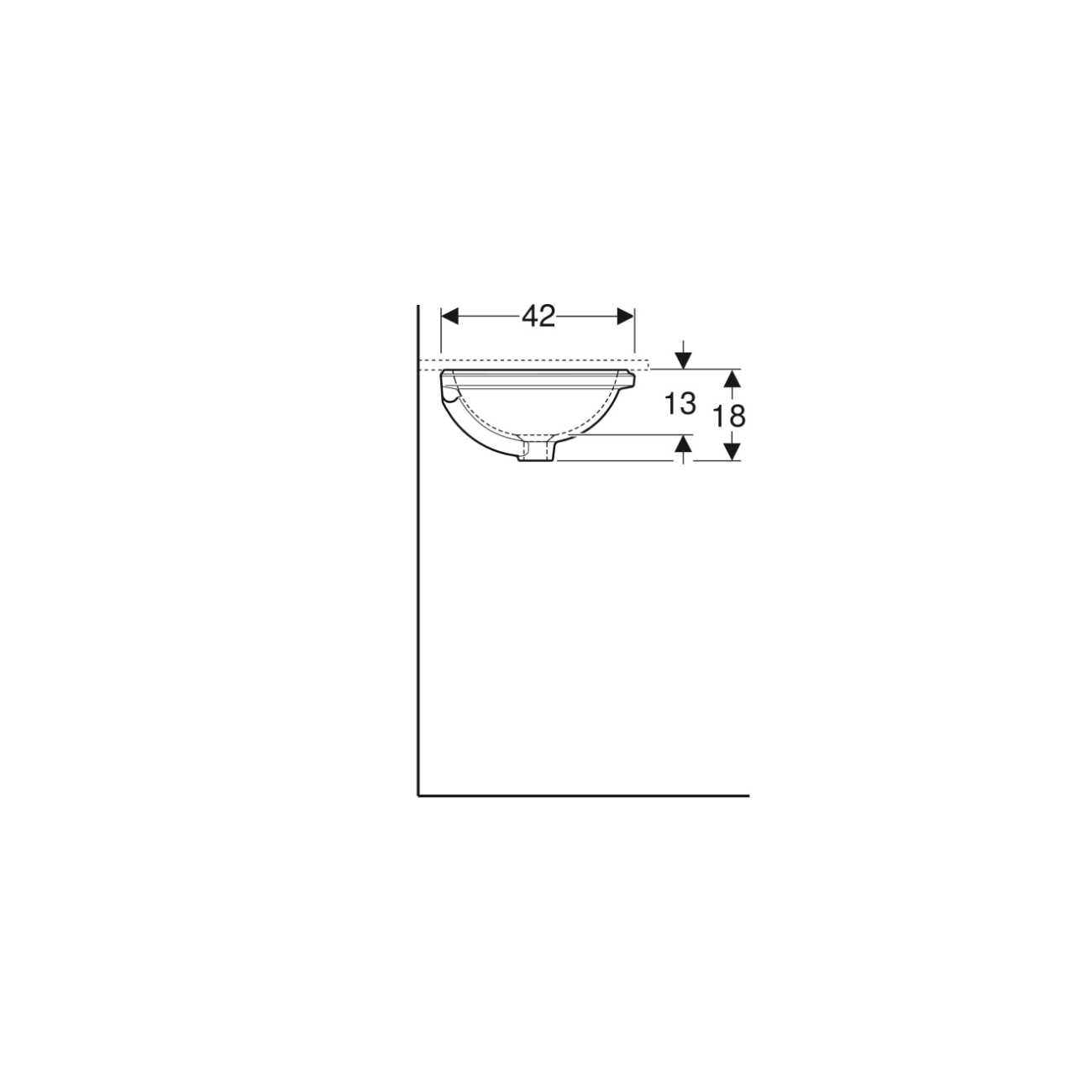 Geberit Variform Under, Built-in basin rotonado 33