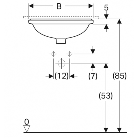 Geberit Variform Under, Lavabo sous plan encastré ovale 42x33