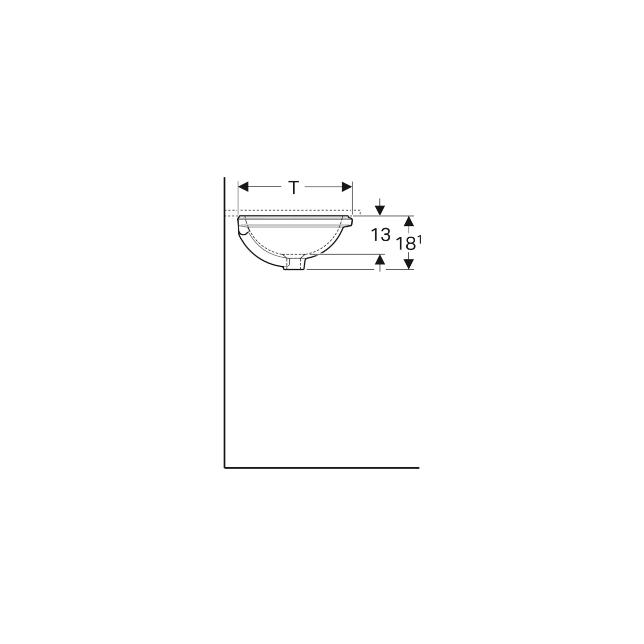 Geberit Variform Under, Built-in oval washbasin 42x33