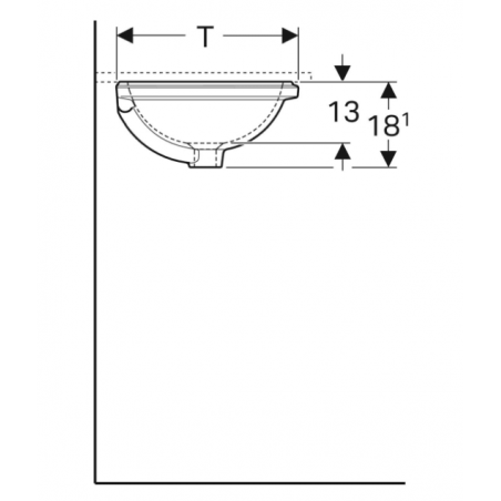 Geberit Variform Under, Built-in oval washbasin 42x33