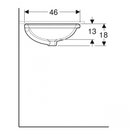 Geberit Variform Under, Lavabo sous plan encastré ovale 50x40
