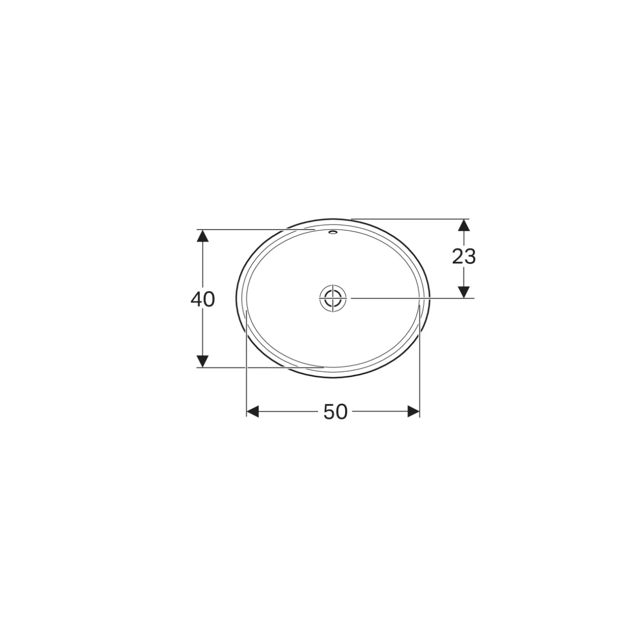 Geberit Variform Under, Built-in oval washbasin 50x40 under malt